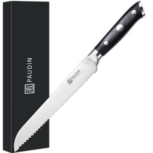 PAUDIN D2 Premium Vlijmscherp Broodmes 20 cm – Professioneel Kartelmes –– 58+ HRC – Ergonomisch G10 Glasvezel Handvat